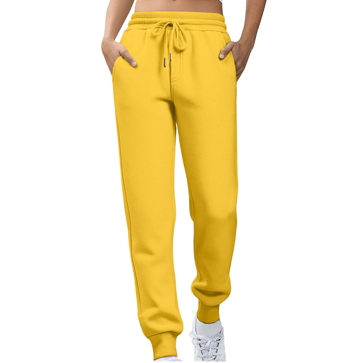Womens Fleece Sweatpants Solid-color Joggers