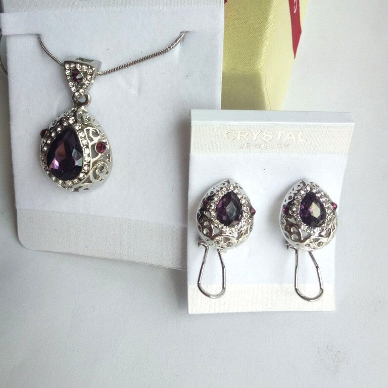 European And American Crystal Earrings And Necklace