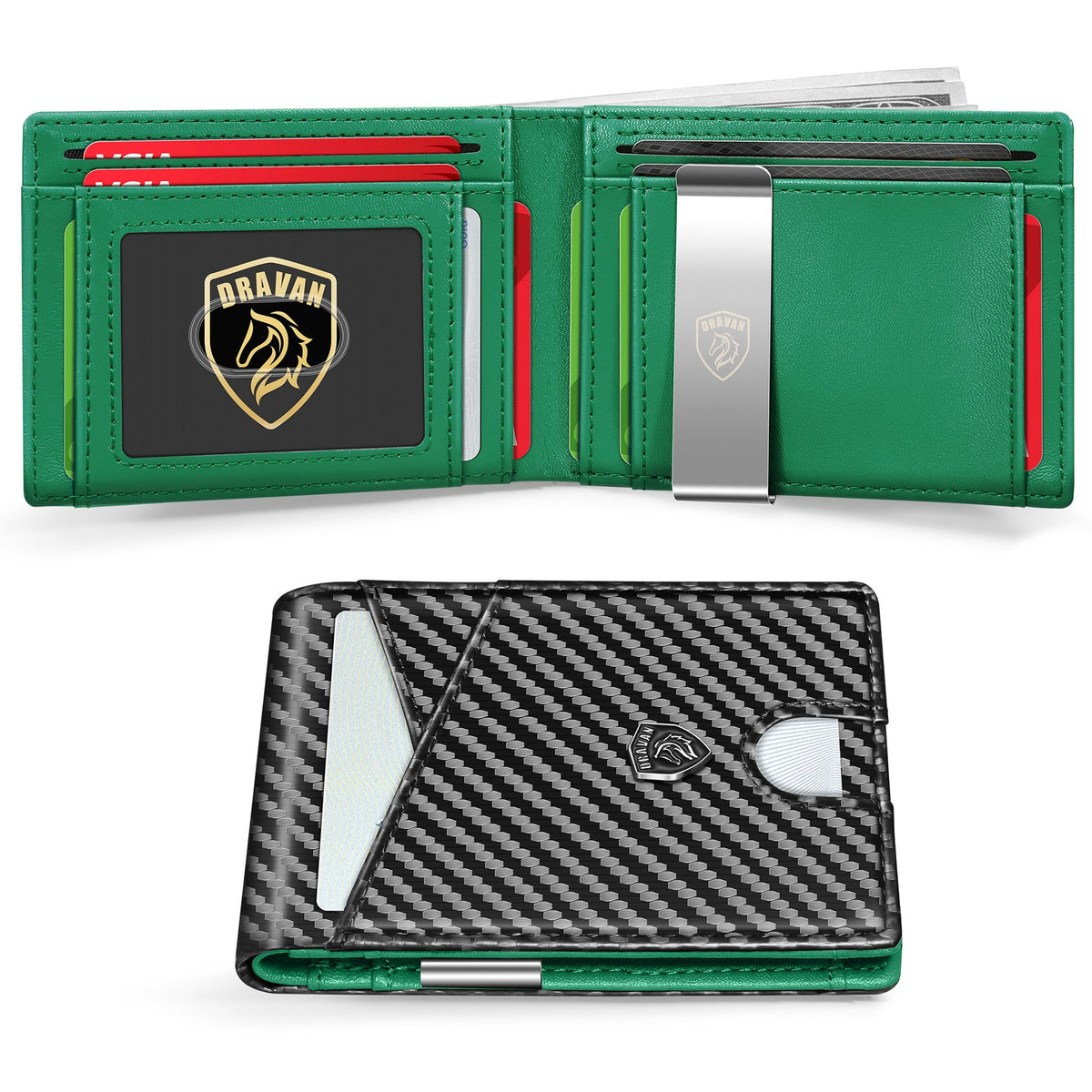 Card Holder Portable Carbon Fiber Coin Purse Men's Leather Bag