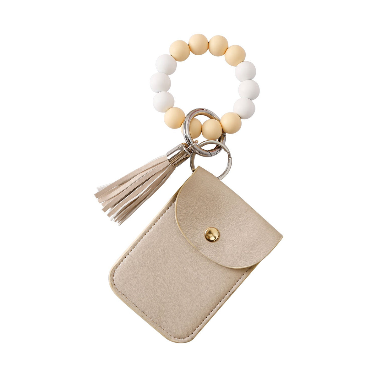 Silicone Bead Wrist Keychain Polyurethane Card Holder Coin Purse