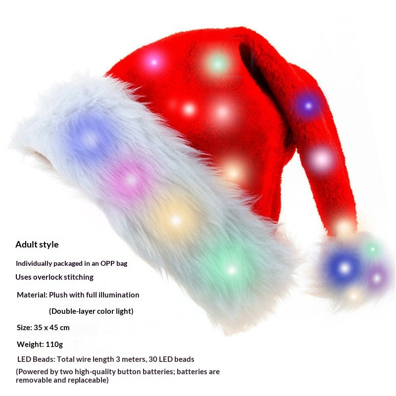 Christmas Party Plush Glowing Christmas Hat For The Elderly