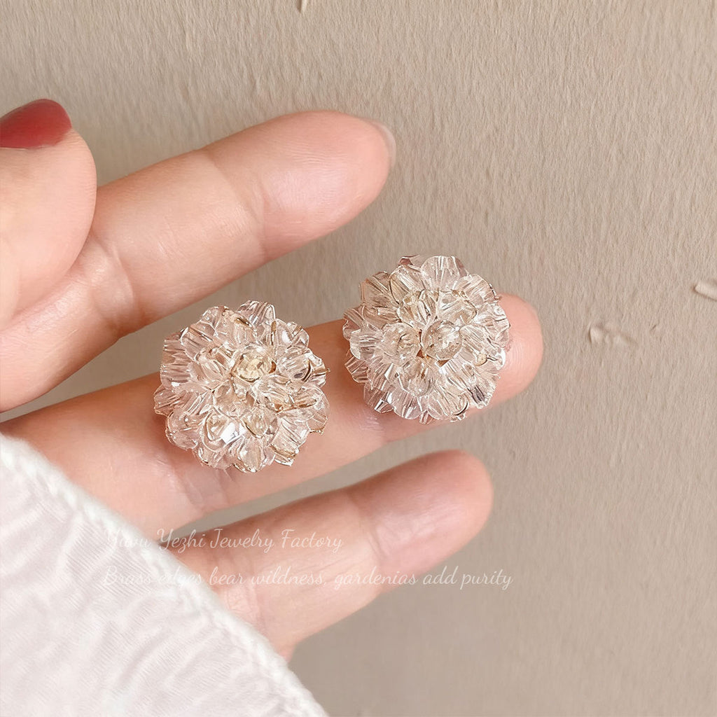S925 Silver Needle Super Fairy Sweet Elegant Flower Crystal Earrings Popular Accessible Luxury Fashion Versatile Stylish Retro Earrings
