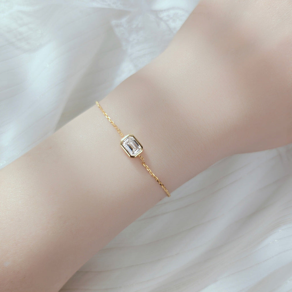 Rectangular Emerald Moissanite S925 Sterling Silver Bracelet