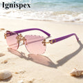 Frameless Square Ladies  Sunglasses, Crystal-studded Frameless Sunglasses, UV Protective Gradient Lenses Sunglasses, Lightweight And Fashionable Eyewear, Suitable For Beach Vacations, Parties And Dail