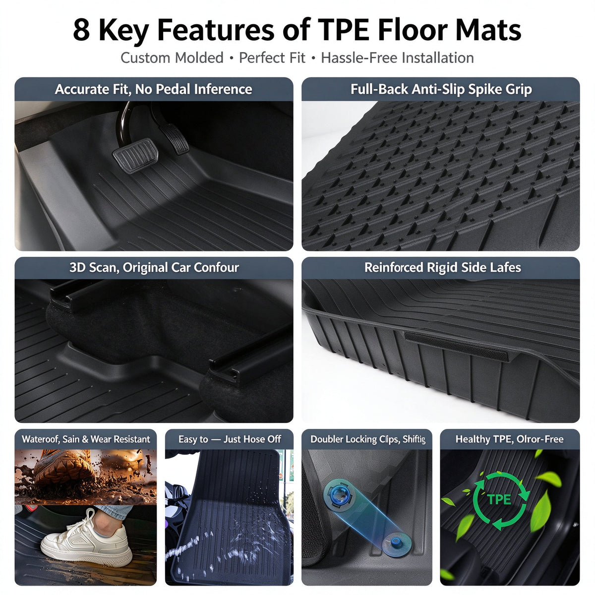 Full TPE Car Floor Mats For Grand Cherokee L 2021-2026, Custom Fit Floor Liners