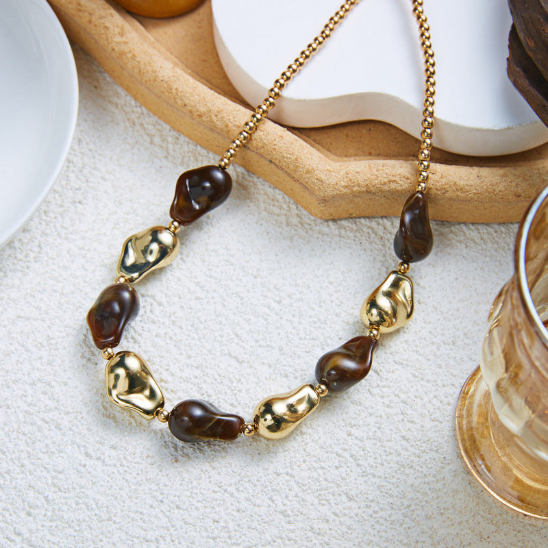 Geometric Irregular Resin Mosaic Necklace