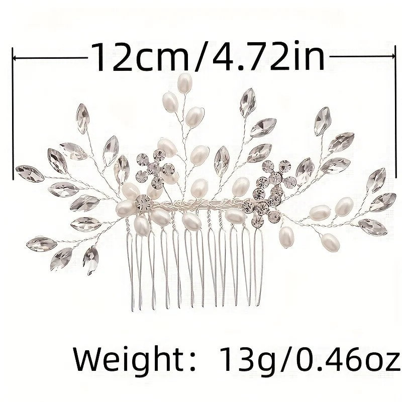 Handmade Pearl Crystal Hair Comb Simple Accessories