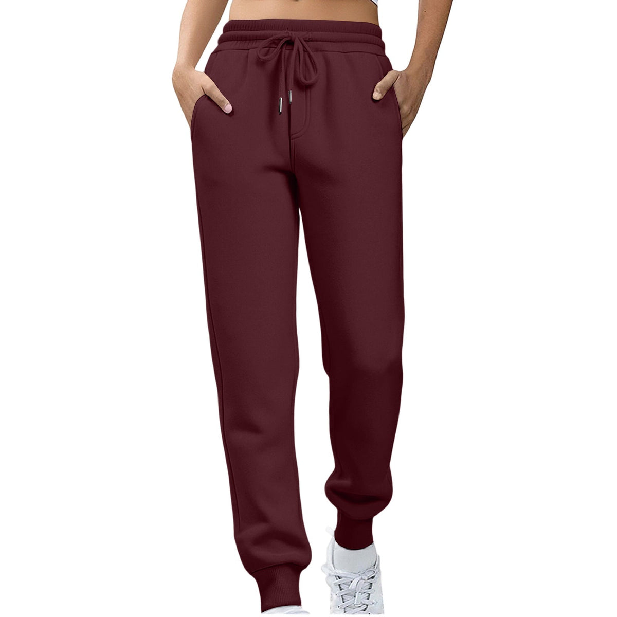 Womens Fleece Sweatpants Solid-color Joggers
