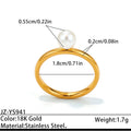 18K Gold Plated Titanium Steel Double Layer Open Ring For Women, Minimalist Luxury  Pearl Stackable Stainless Steel Finger Ring Jewelry