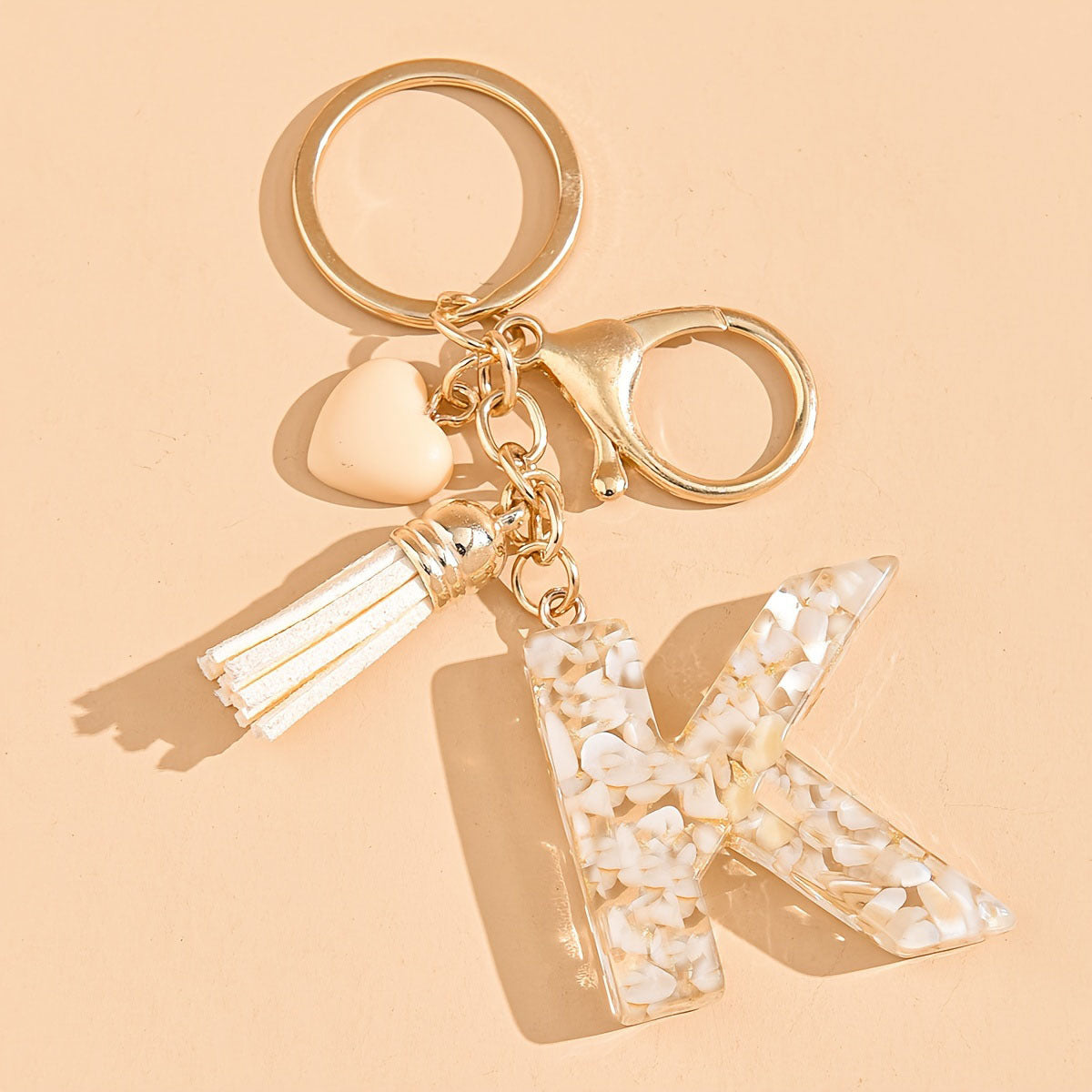 Letter Heart Tassel Keychain Bag