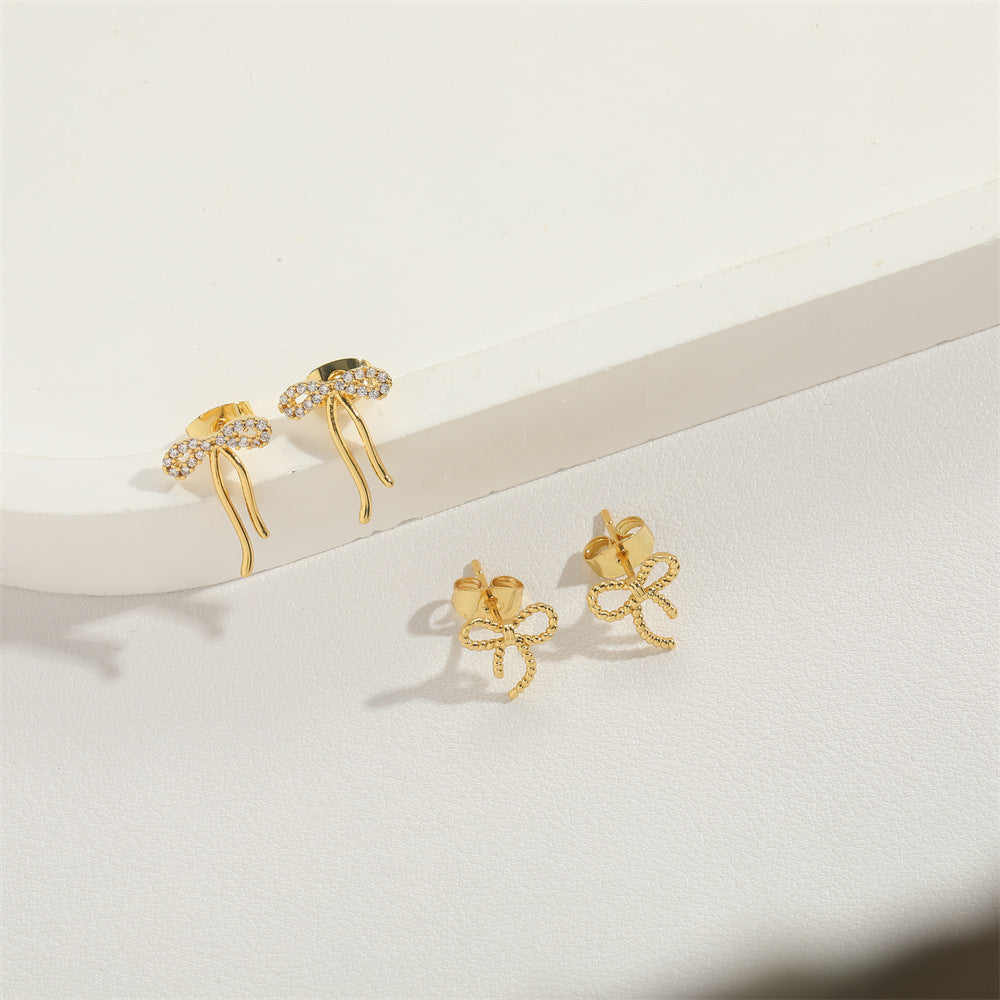 Retro Niche Trendy Gothic Bow Stud Earrings
