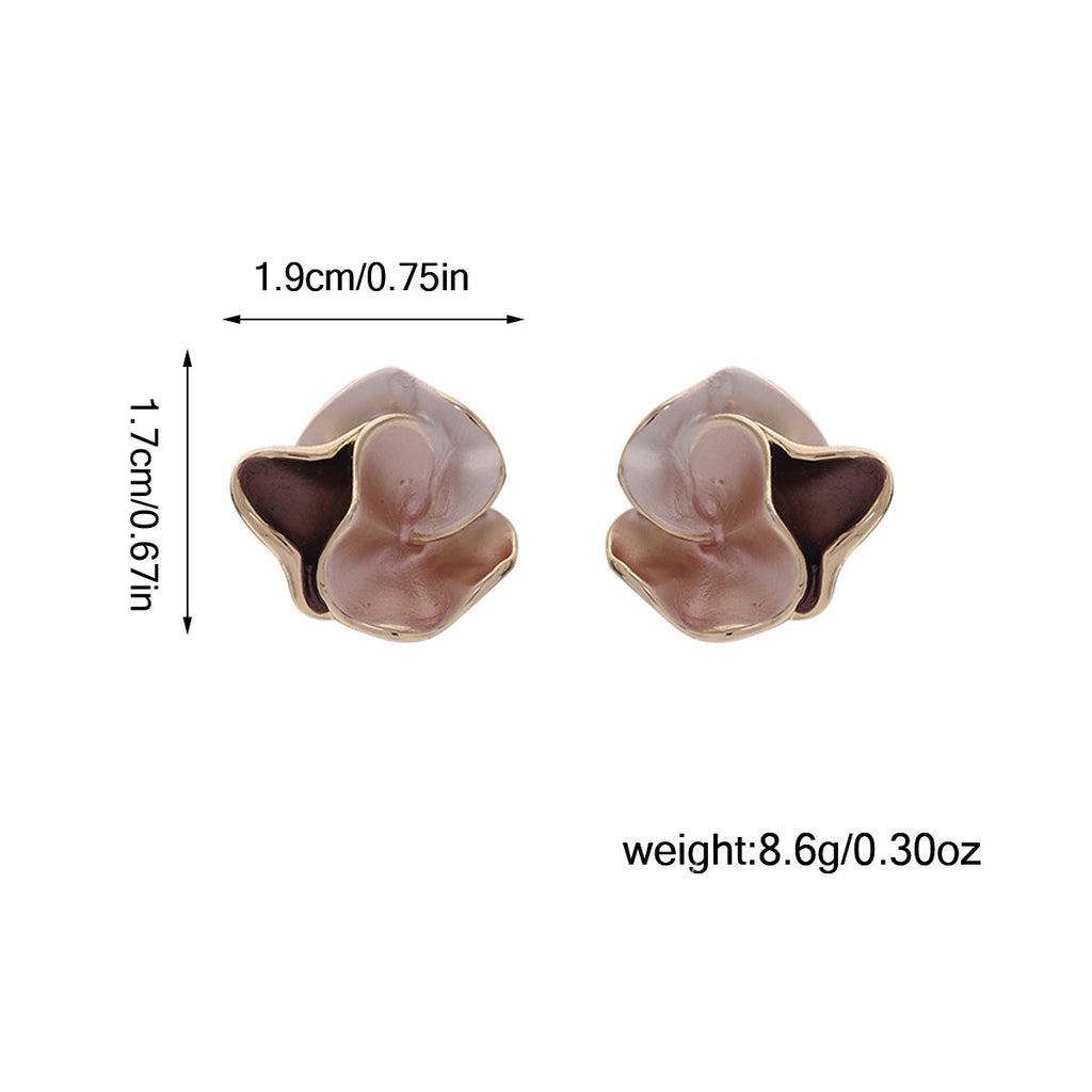 Niche Retro Fashion Sweet Contrasting Color Twisted Petal Earrings Stylish Elegant Simple Unique Design Earrings For Women