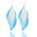 Three-layer Leaf Shape Leather PU Earrings