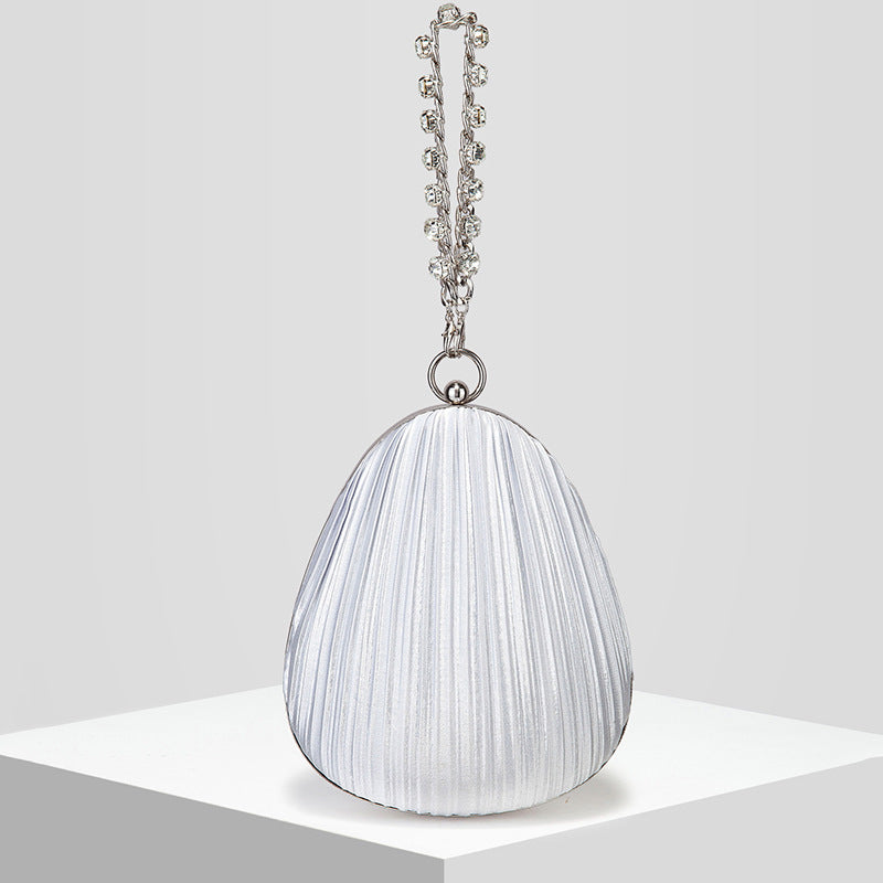 Womens Satin Pleated Evening Bag Handbag Formal Clutch