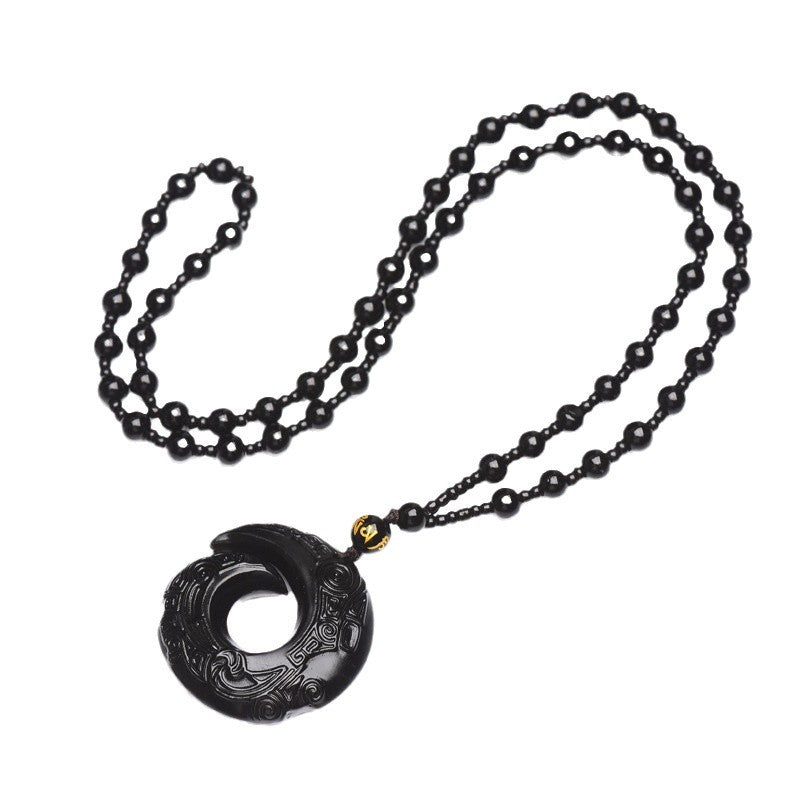 Women's Natural Obsidian Pendant Necklace