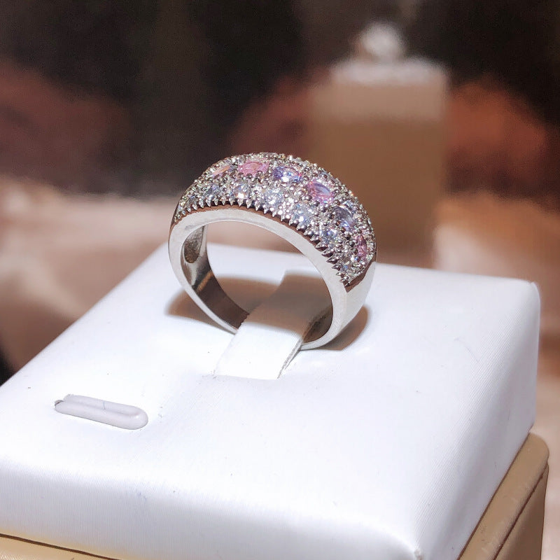 Bohemian Womens Ring With Fiery Zircon And Colored Diamonds
