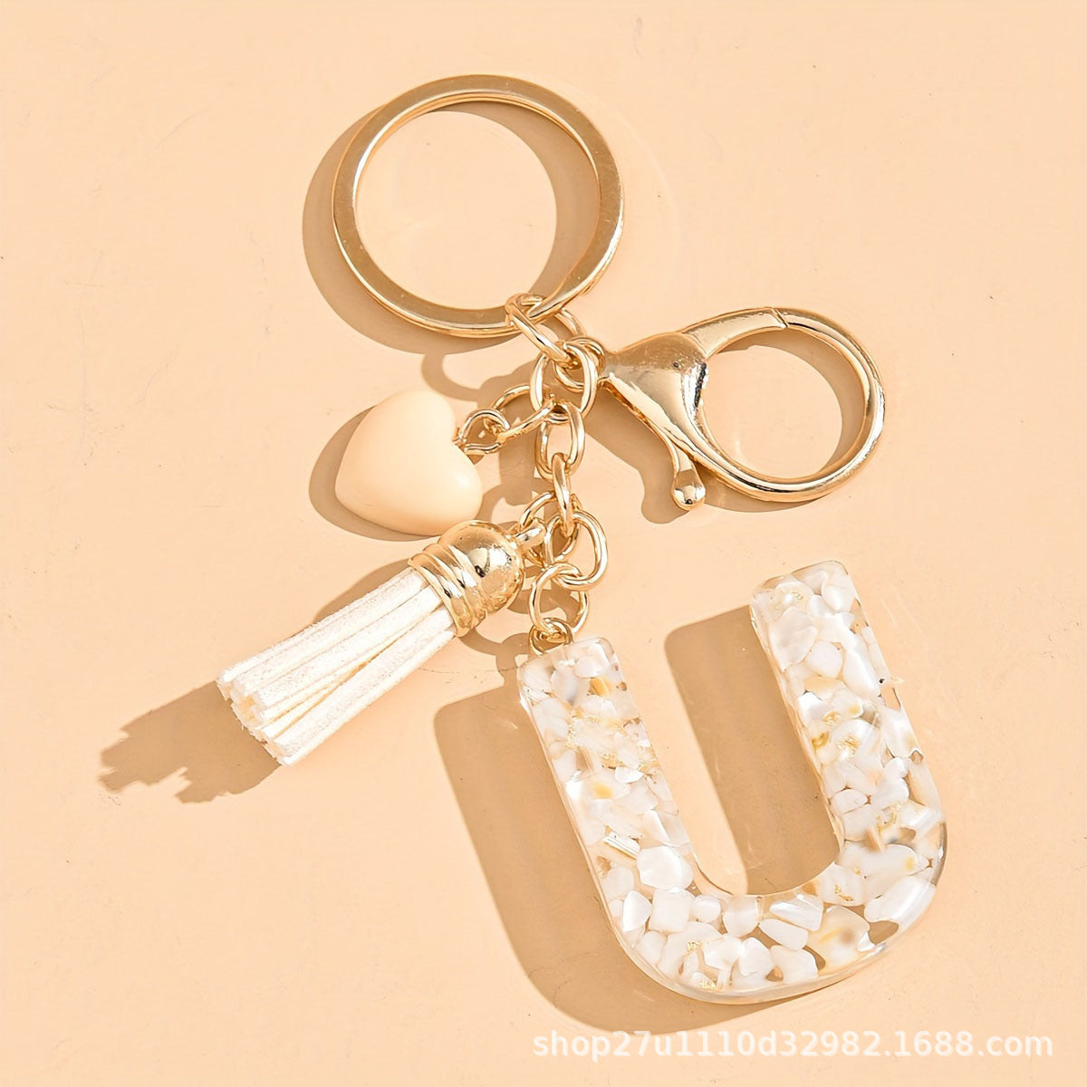 Letter Heart Tassel Keychain Bag