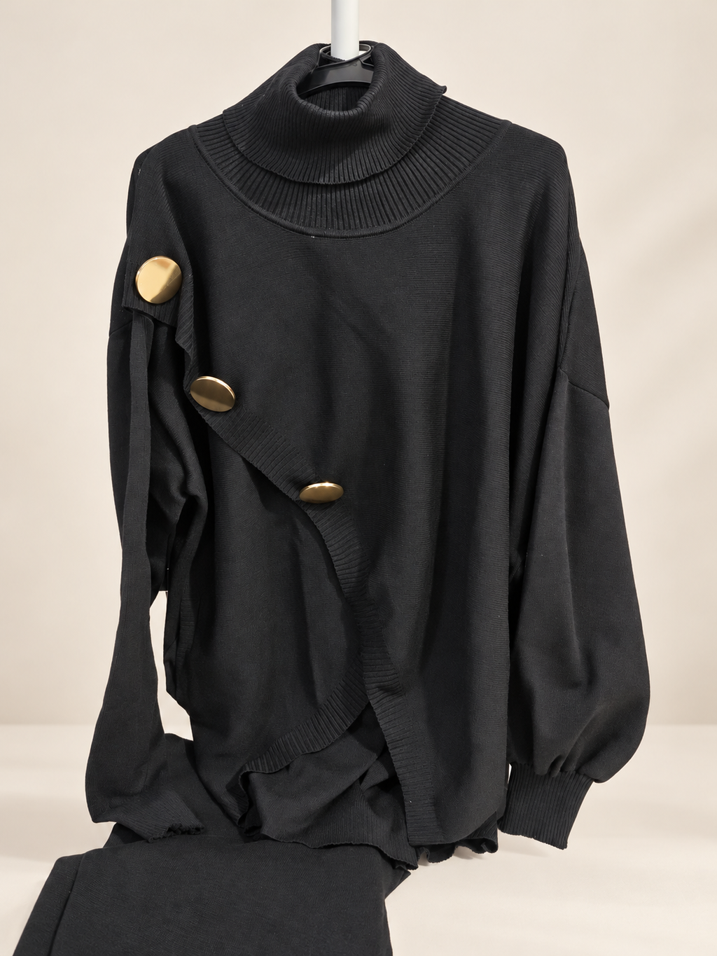 Women's Asymmetric High-Neck Sweater & Wide-Leg Pants Set