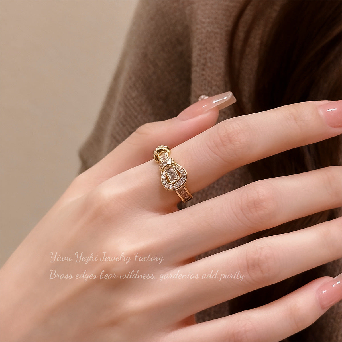 Fashionable And Unique Zircon Horseshoe Buckle Ring 2025 New Open Index Finger Ring Minimalist Style Ring Jewelry For Women