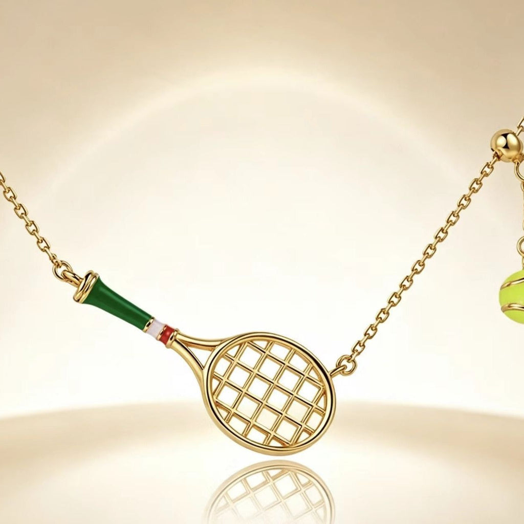 Colorful Oil-drop Tennis Racket Pendant Necklace