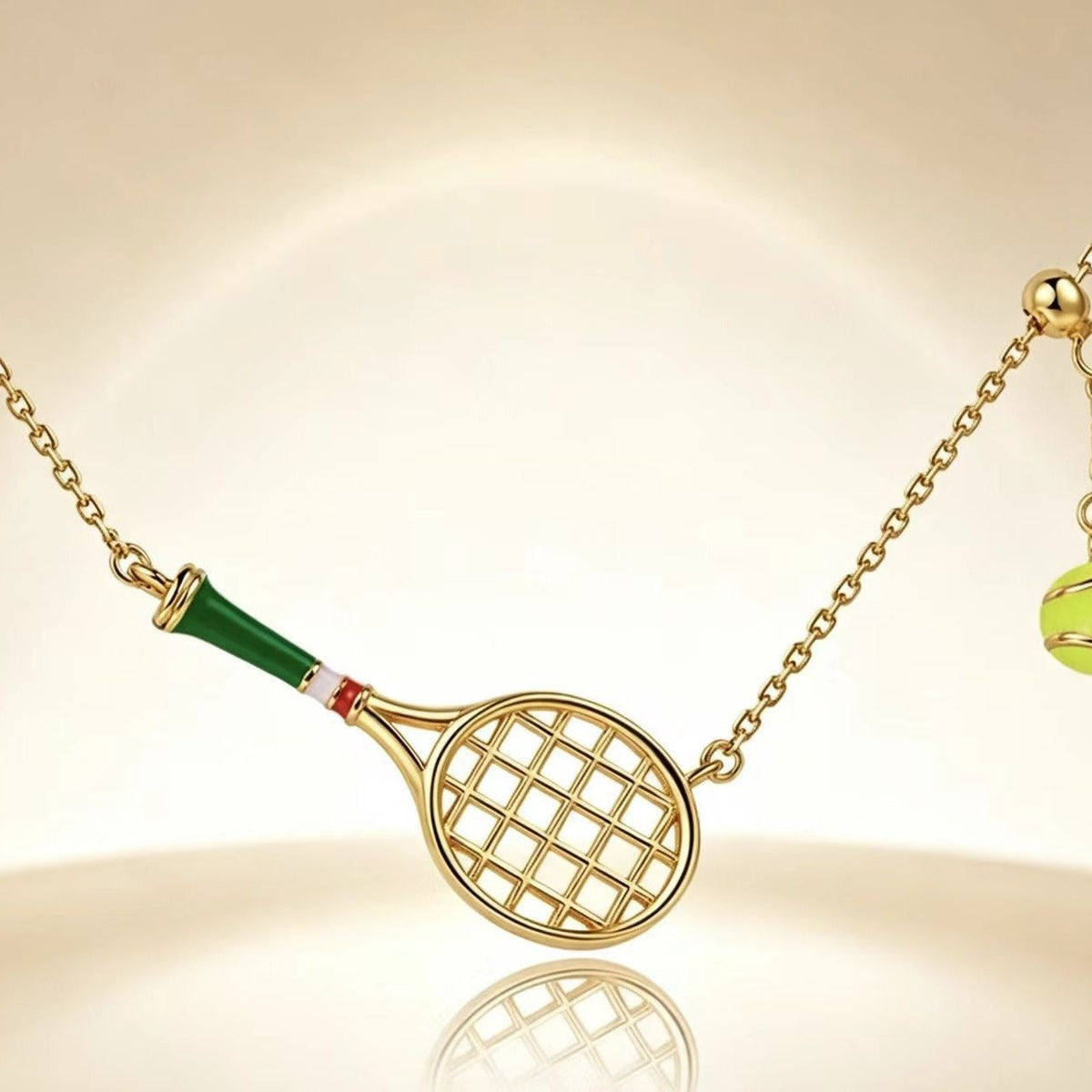 Colorful Oil-drop Tennis Racket Pendant Necklace