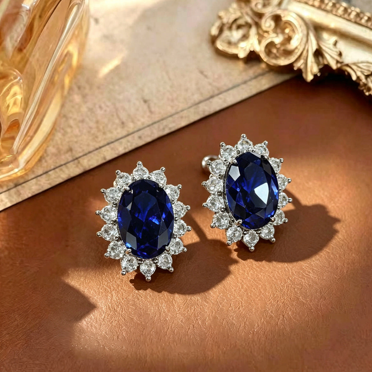 Korean-style New Micro-inlaid Zircon Earrings, European And American Cross-border Elegant Women's Light Luxury Earrings, Niche Exquisite High-end Ear Accessories