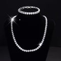 Micro-pave 6mm Zircon Bracelet And Necklace Set
