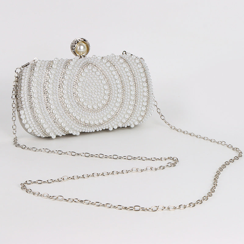 Diamond-encrusted Evening Ladies' Pearl Clutch Bag