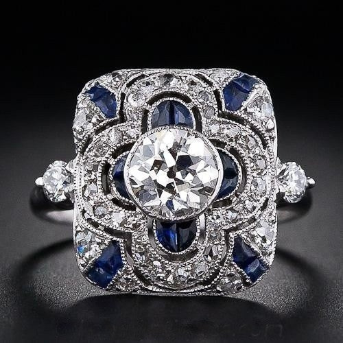 Sanjie Sapphire Ring Women's European And American Boutique Jewelry Engagement Ring Platinum Electroplating High-End Jewelry Holiday Gift