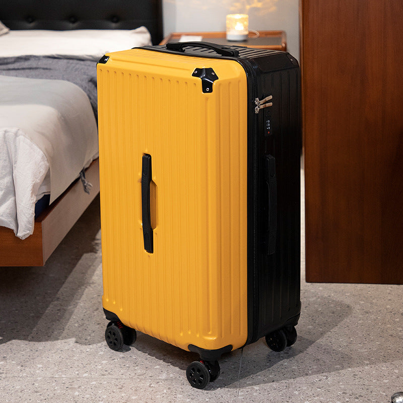 Five Wheel Large Capacity Luggage For Women 2025 New Model Boarding Case Travel Case For Men 28 Suitcase Sturdy, Durable, Thickened - Cup Holder USB Interface-yellow Black