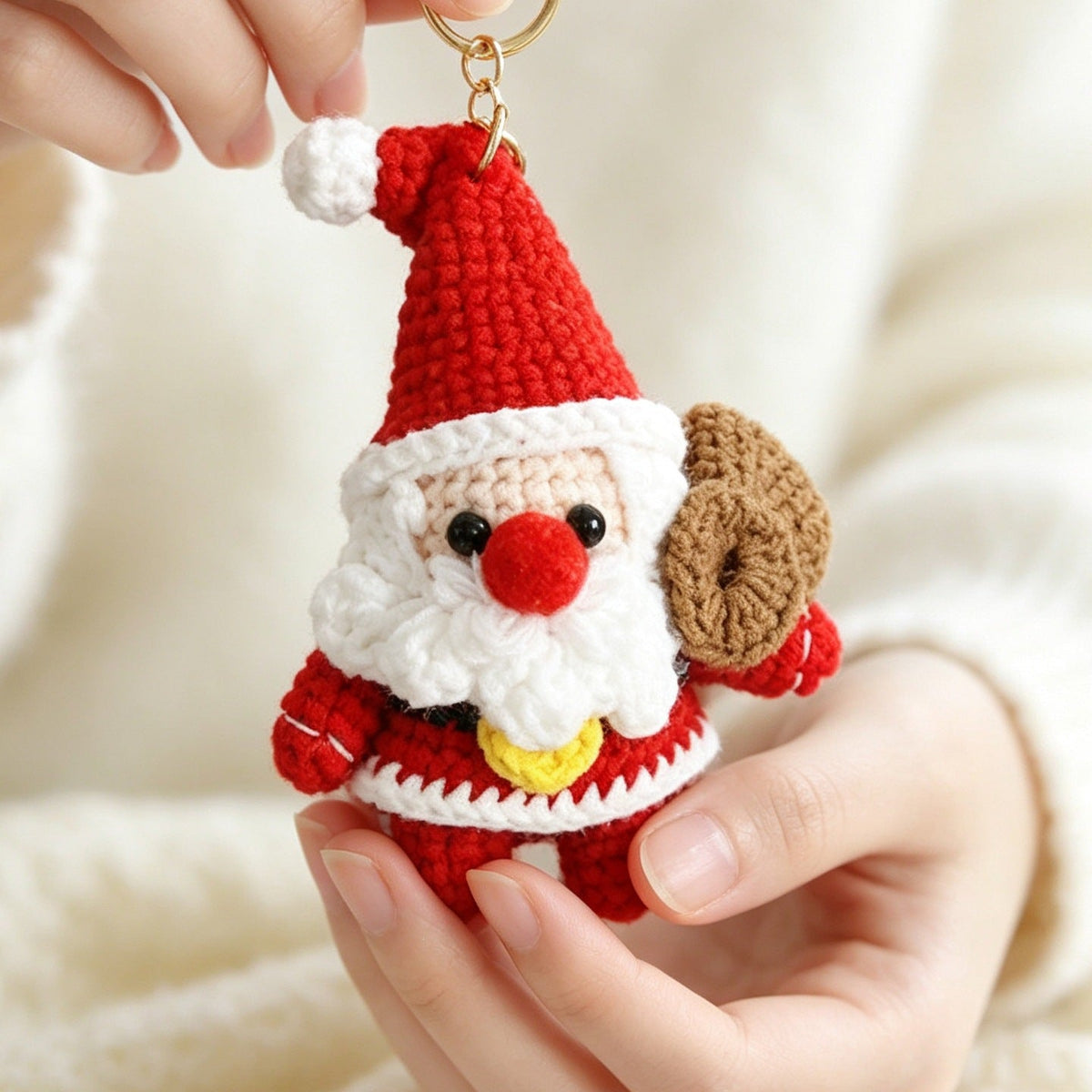 Knitted Yarn Santa Claus Keychain Backpack