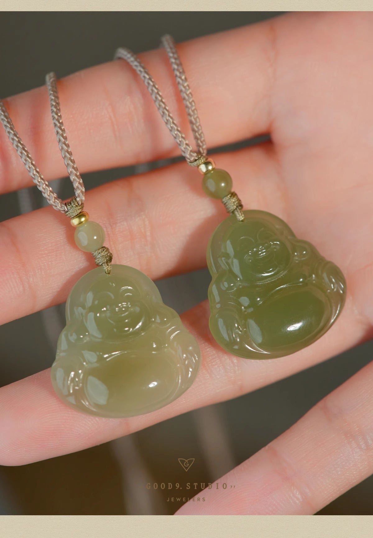 Natural Hetian Jade Maitreya Buddha Pendant Necklace