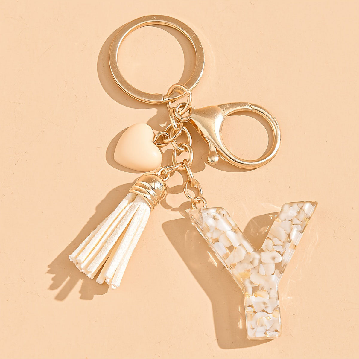 Letter Heart Tassel Keychain Bag