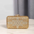 Diamond-Embellished Rhinestone Evening Bag Womens Clutch With Shoulder Strap And Chain