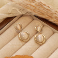 Korean Style Fashion Large And Small Cat's Eye Stone Earrings, Japanese And Korean Retro Round Internet Celebrity Sweet Fairy Silver Needle Earrings