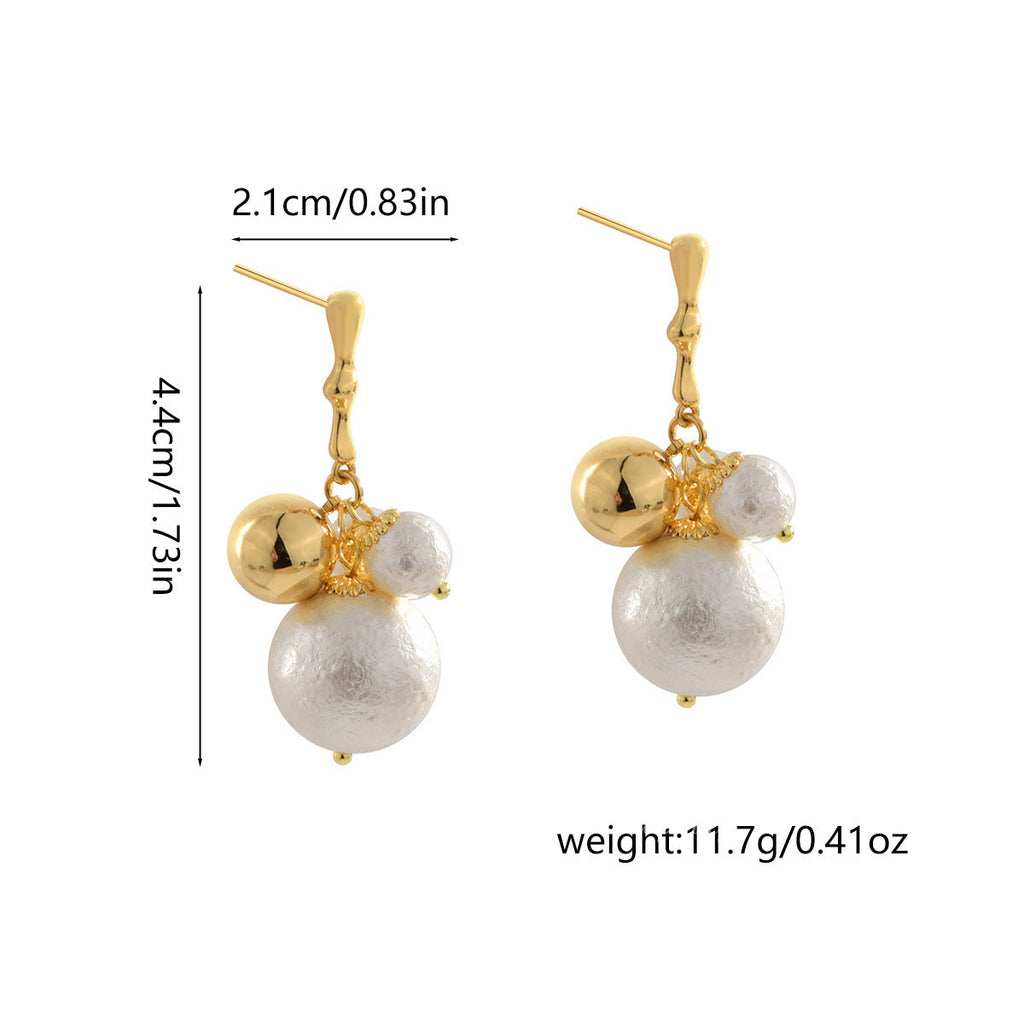 2025 New Style Hong Kong Retro Elegant Versatile Cotton Pearl Earrings Light Luxury High-End Fashion Ear Studs And Accessories