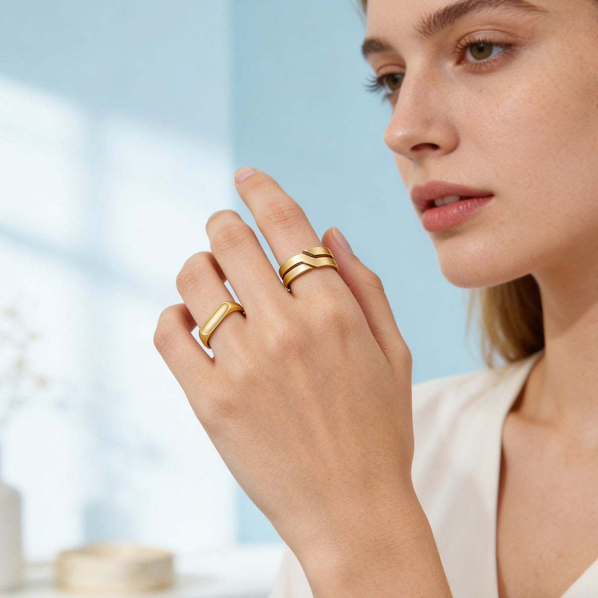 Women's 4mm Wide Cast Titanium Steel Ring