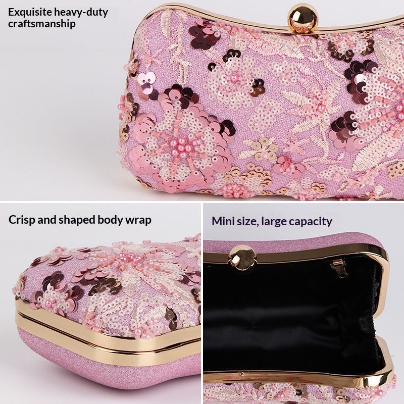 Embroidered Evening Clutch Bag For Women Mini Chain Shoulder Bag With A Niche Design