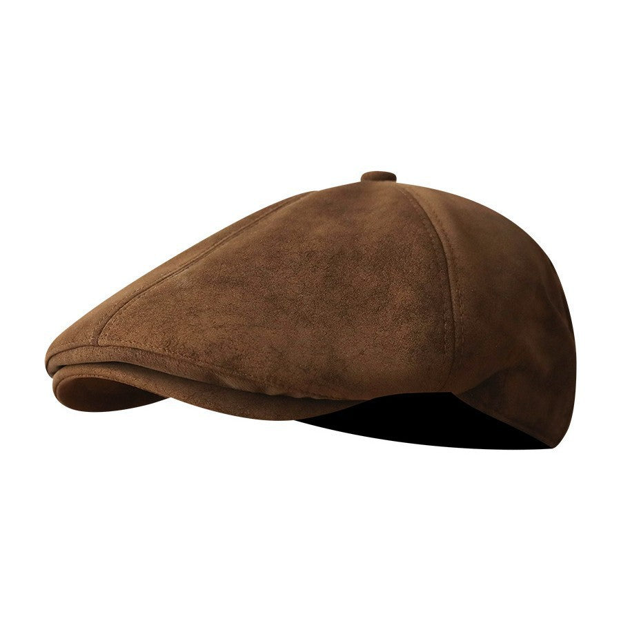 Vintage Distressed Suede Flat Cap Men's Beret