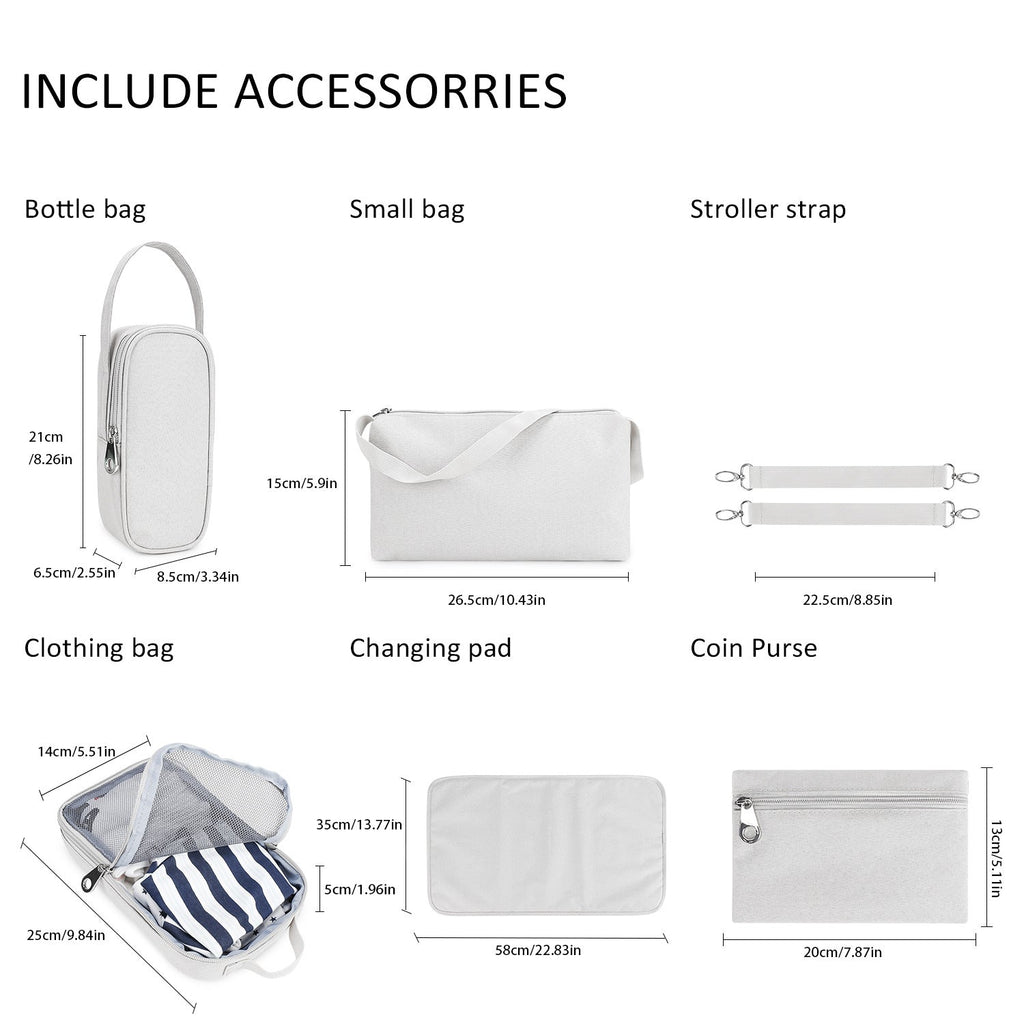 7-Piece Waterproof Mommy Bag Set With Shoulder Strap