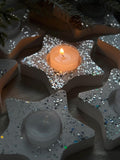 Gift set of 3 Glitter Star Tealight Holder | Holiday Table Decor | Party Favor | Christmas Gift Idea for coworker | table centerpiece