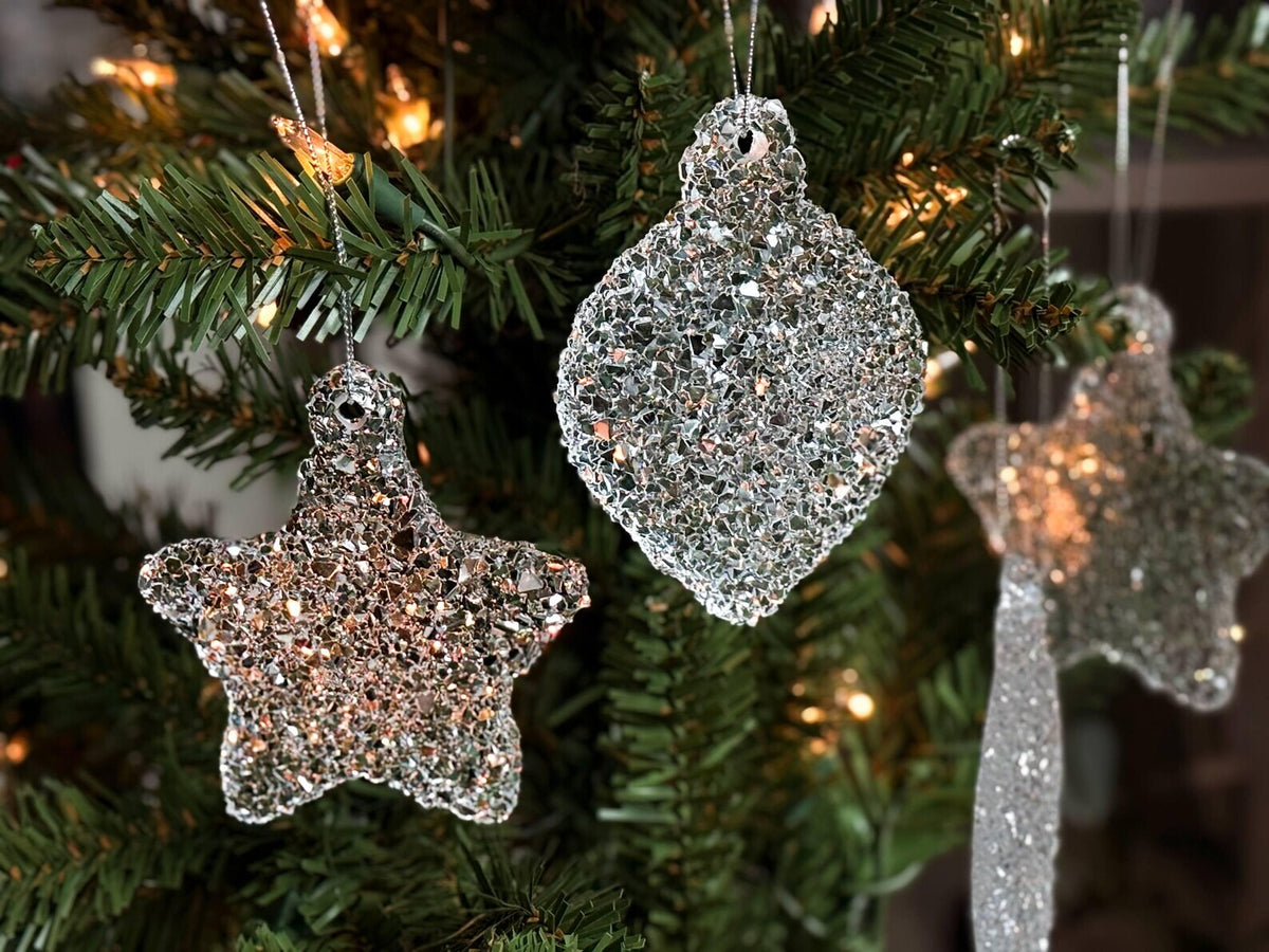 Sparkling Resin Christmas Tree Ornament: Frosted Winter Decor, Jewlery Ornament
