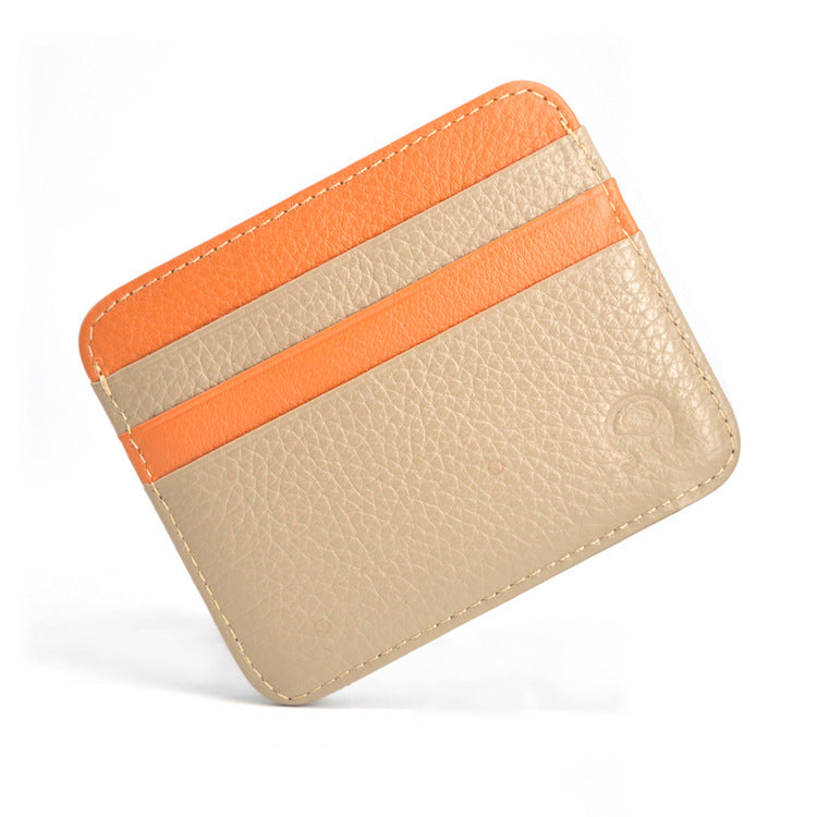 First Layer Cowhide Coin Purse Bus Card Holder