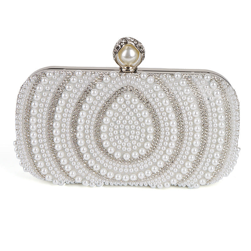 Diamond-encrusted Evening Ladies' Pearl Clutch Bag