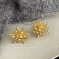 Korean-Style Versatile Zircon Fireworks Dandelion Earrings For Women, Personalized Floral Elegant 925 Silver Needle Earrings