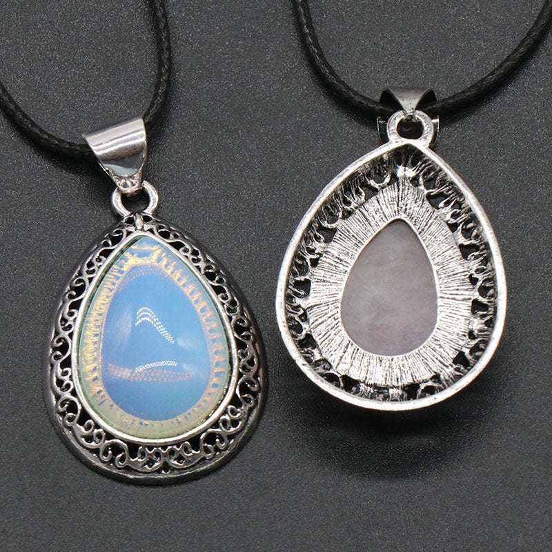 Crystal Agate Semi-precious Gemstone Teardrop Pendant