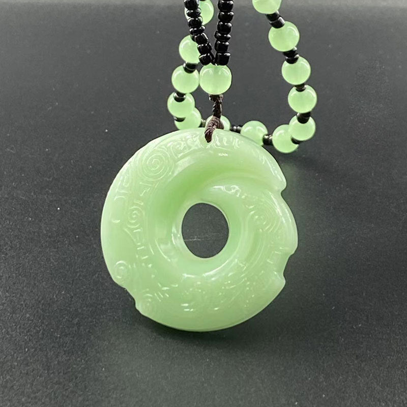 Hetian Jade Peace Buckle Pendant Necklace