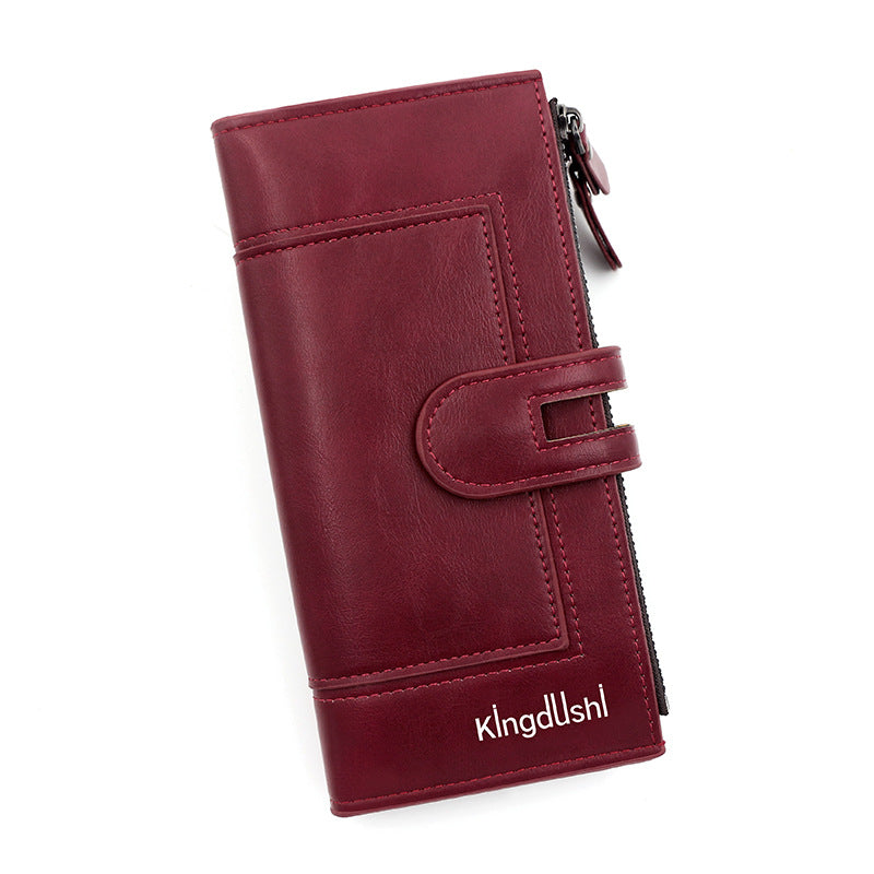 Fashion Minimalist Magnetic Buckle Multi-card Slot Zipper Bag