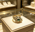 European And American Style Copper-plated Gold Zircon Leopard Ring For Women