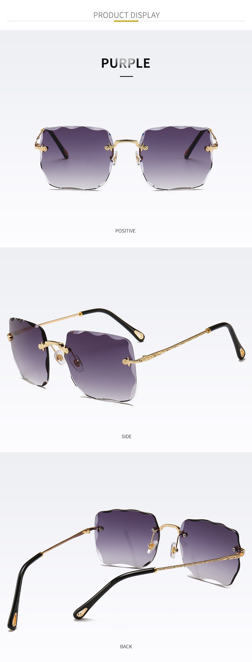 Frameless square sunglasses